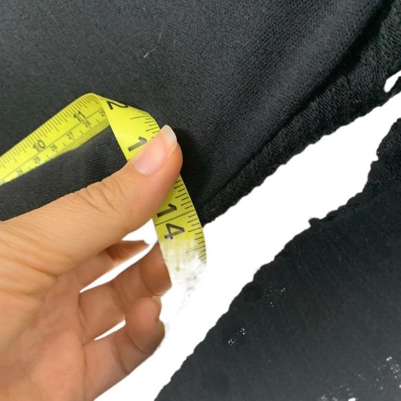 Vintage 90s Black Crochet Cardigan Long Sleeve Button Up Mini Dress Medium - Picture 7 of 8